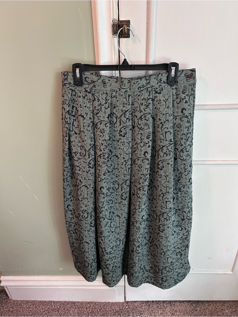 Women’s Green Patterned Midi Skirt